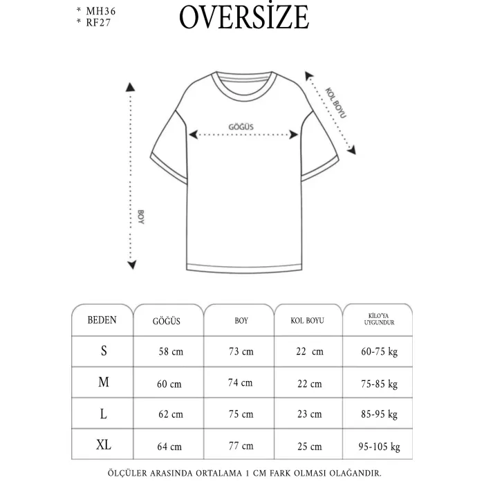 Unisex Oversize Düz Bisiklet Yaka T-Shirt - Mavi