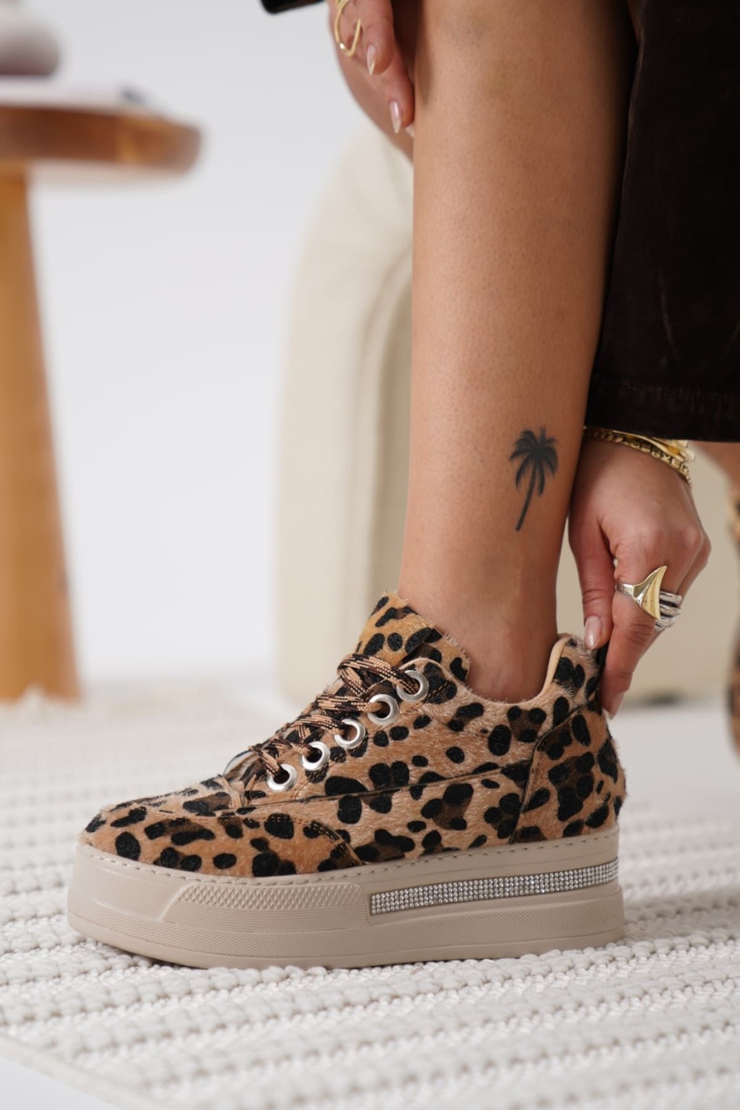 Alice Kadın Leopar Desenli Gizli Topuklu Sneaker