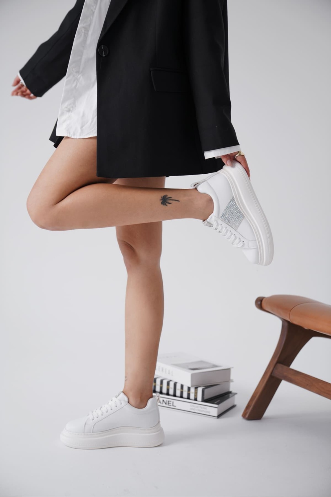 Belinda Beyaz Taşlı Kadın Sneaker