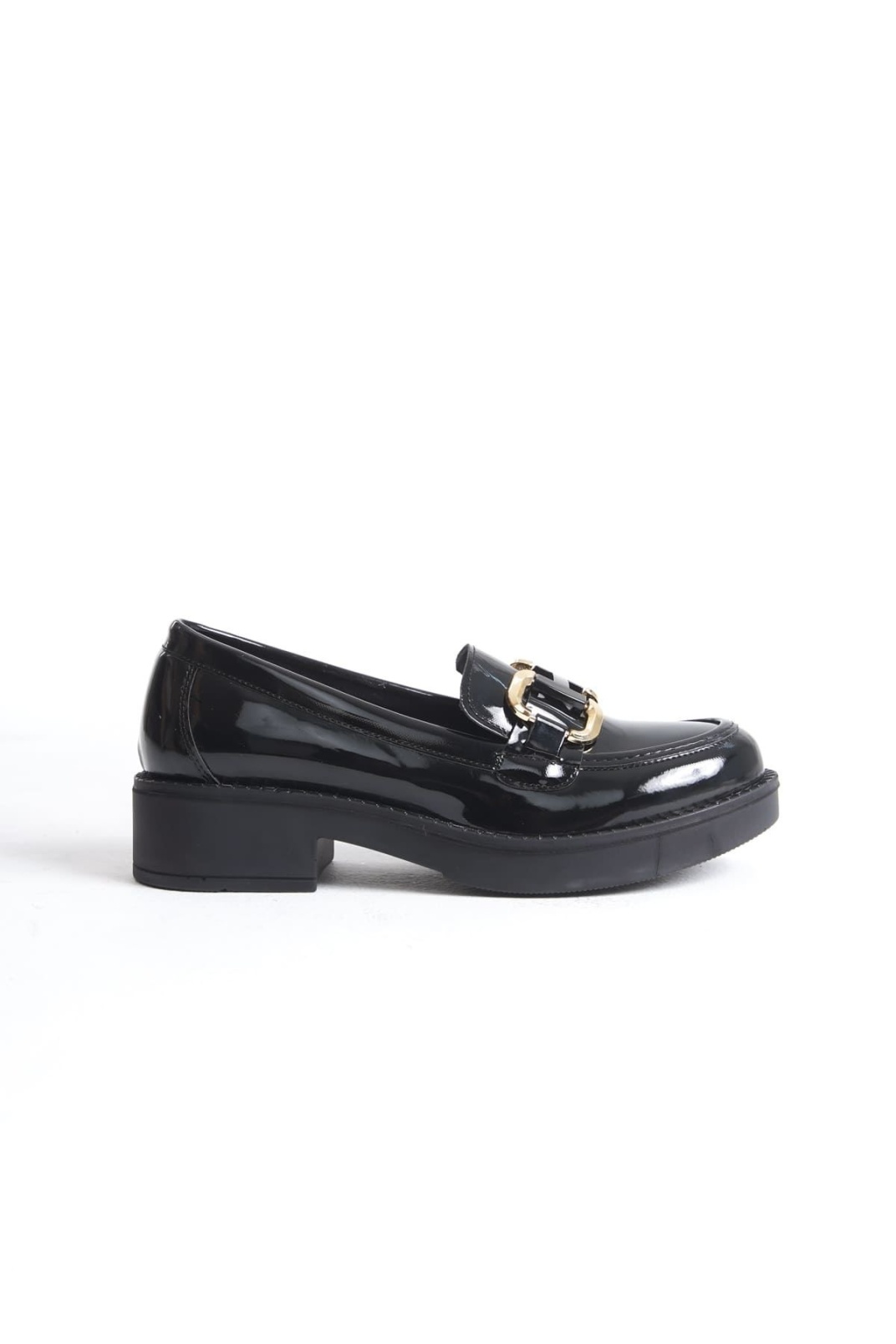 Caro Rugan Siyah Gold Tokalı Kadın Loafer