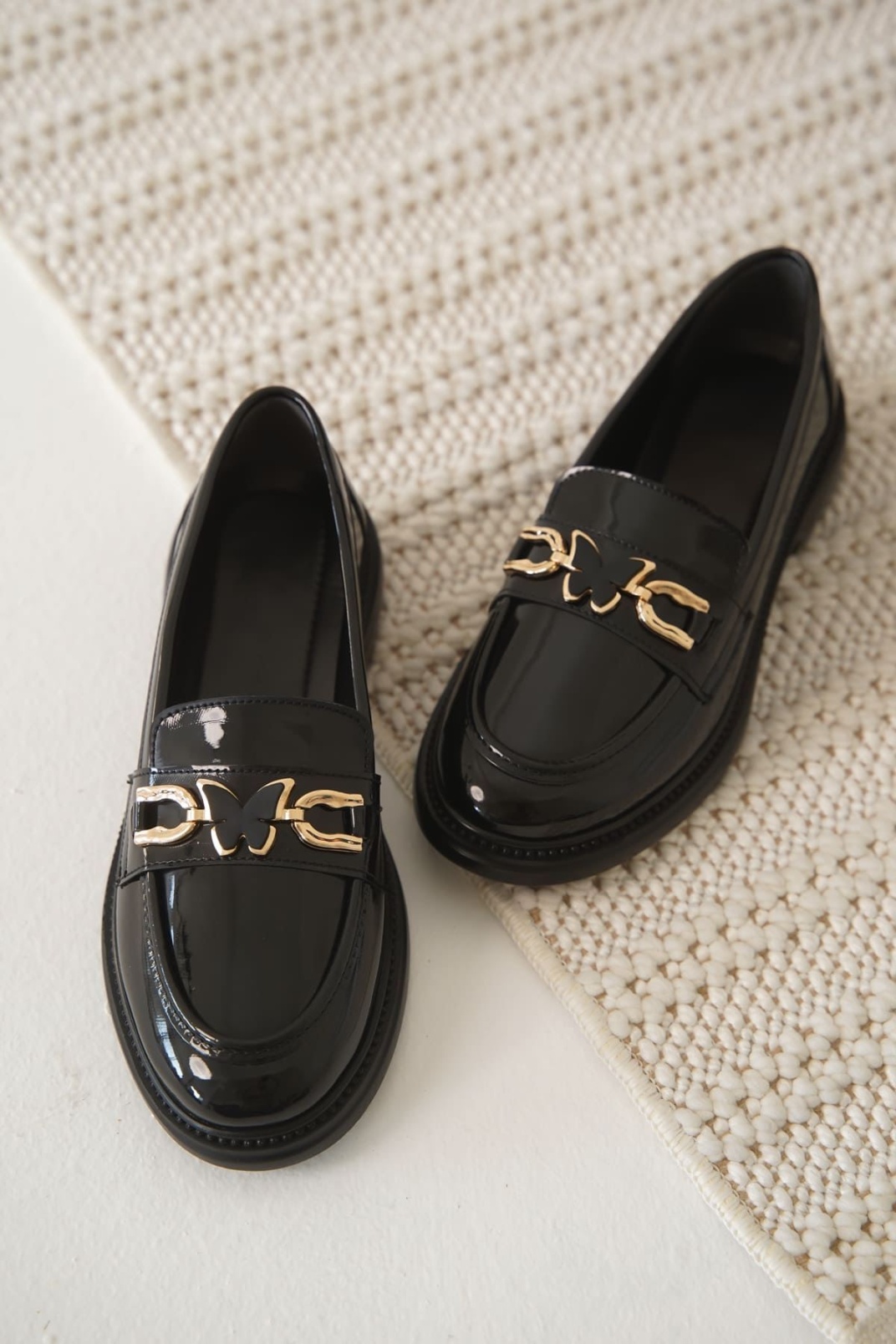 Selly Kadın Siyah Rugan Loafer