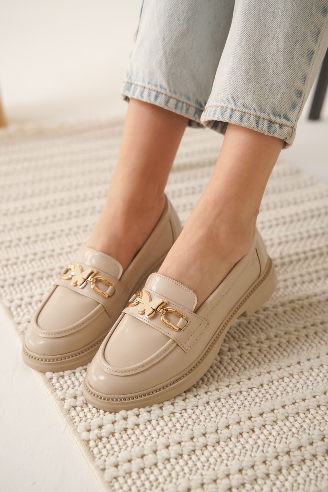 Selly Kadın Bej Rugan Loafer
