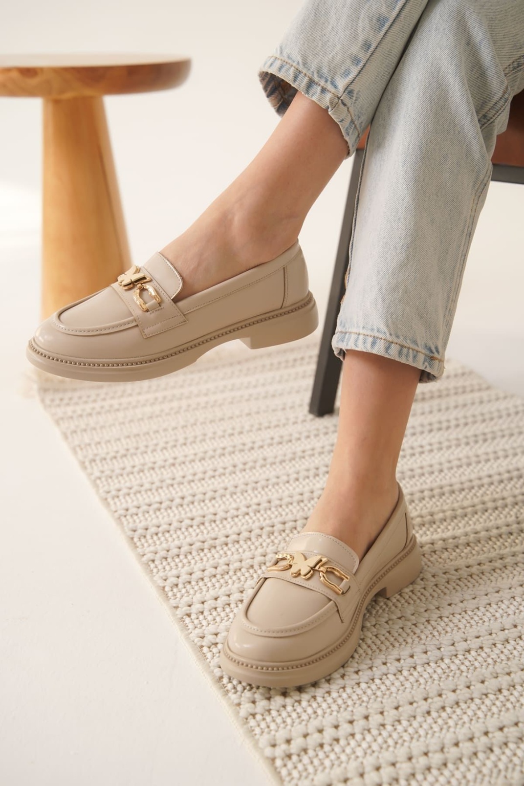 Selly Kadın Bej Rugan Loafer