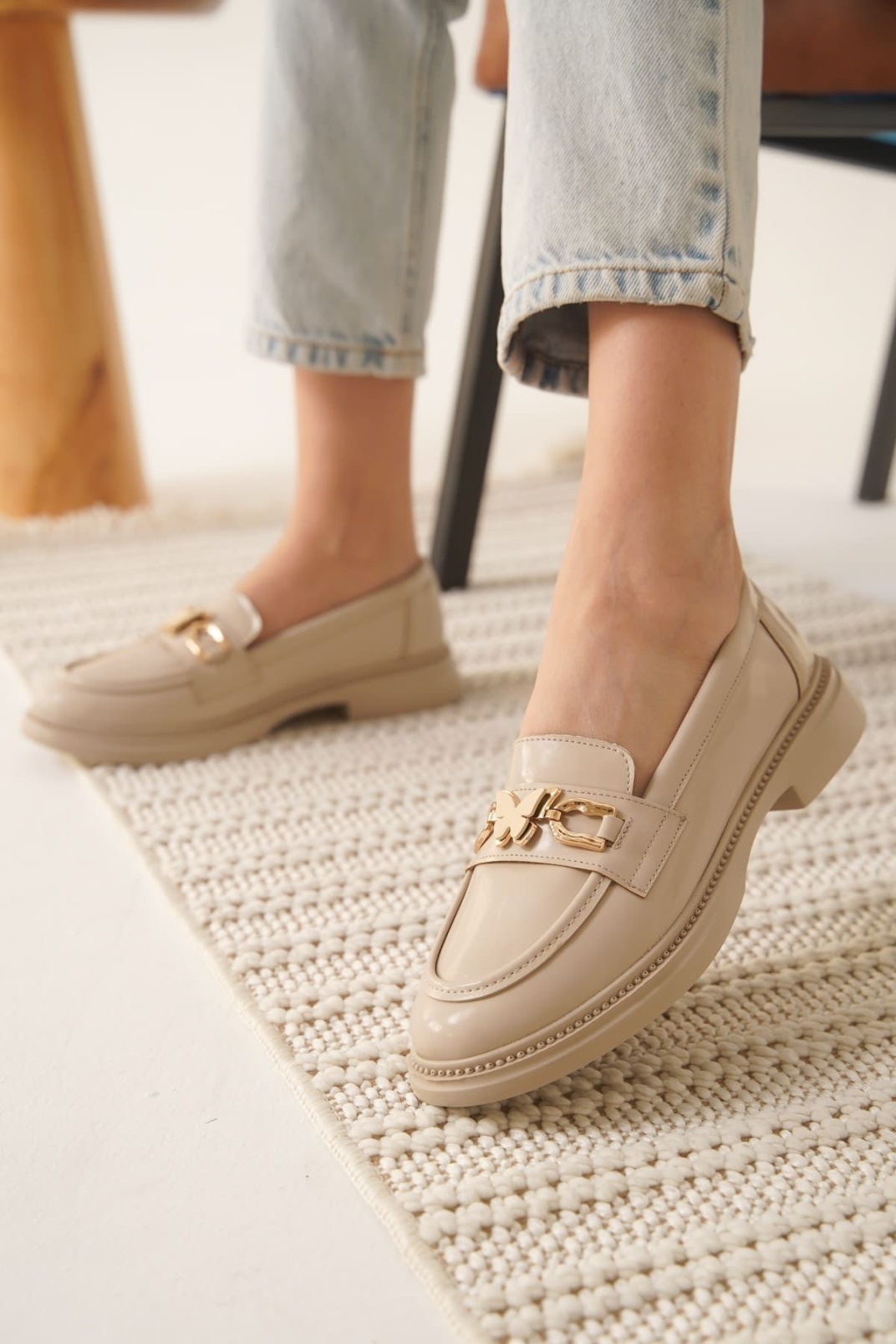 Selly Kadın Bej Rugan Loafer