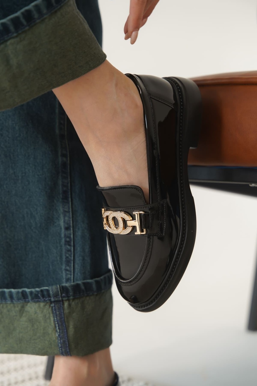 Viola Kadın Siyah Rugan Loafer