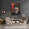 Turk Bayrakli - Imzali Ataturk Portresi Kanvas Tablo