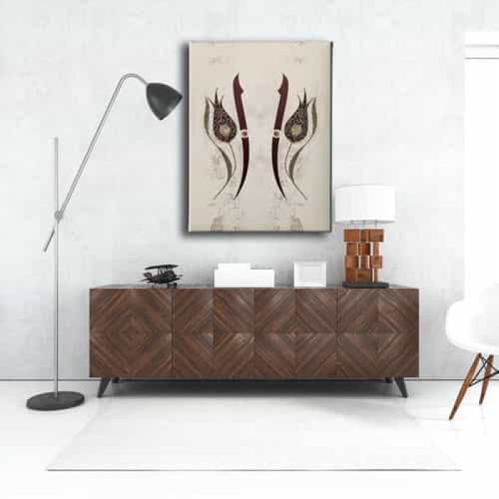 Allah Muhammed Lafzi Elifli Laleli Tablo