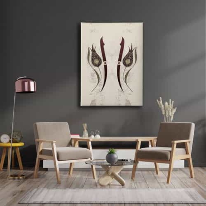 Allah Muhammed Lafzi Elifli Laleli Tablo