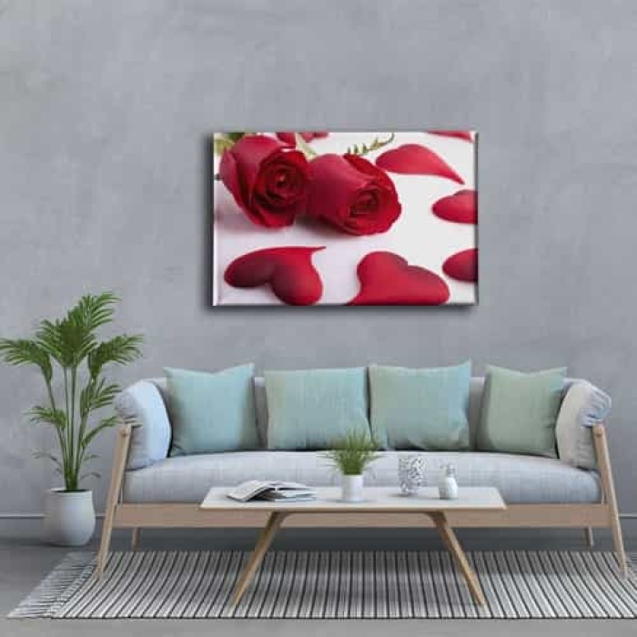 Ask - Pembe Gul Kanvas Tablo