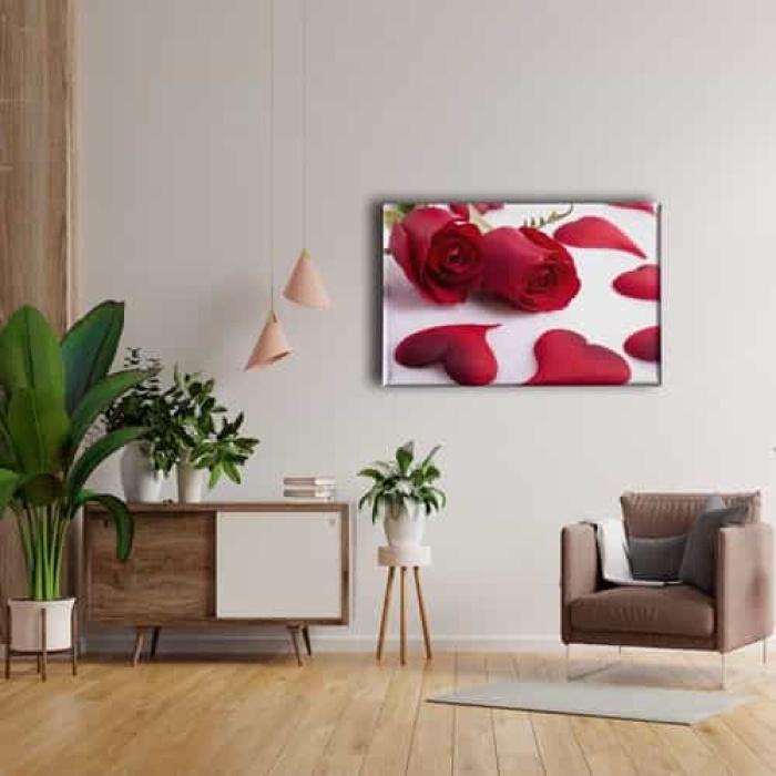 Ask - Pembe Gul Kanvas Tablo