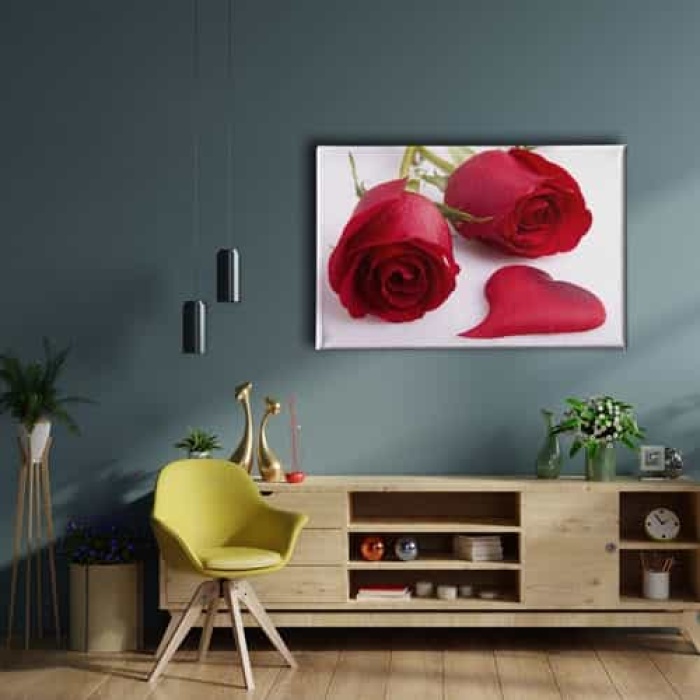 Ask - Pembe Gul Kanvas Tablo