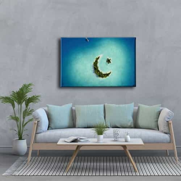 Ay Yildiz Deniz Manzara Tablo