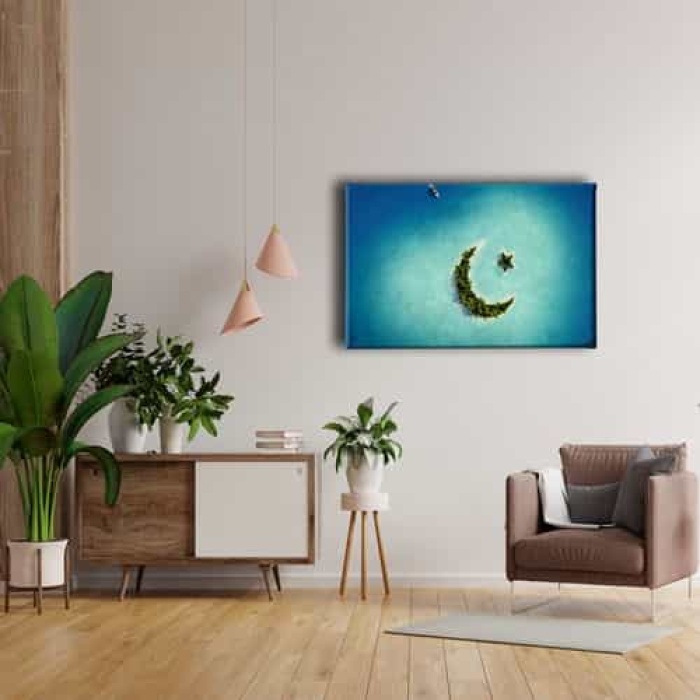Ay Yildiz Deniz Manzara Tablo