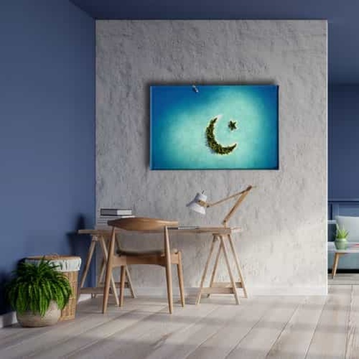 Ay Yildiz Deniz Manzara Tablo