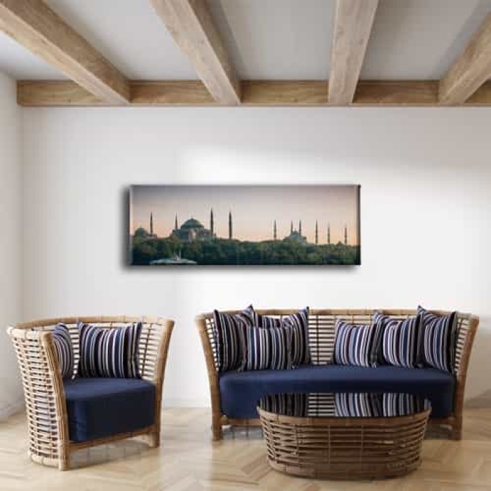Ayasofya-sultan Ahmed Cami Panoramik Kanvas Tablo
