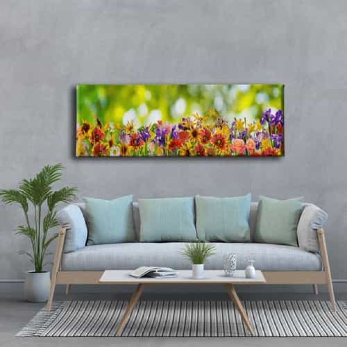 Bahar Cicekleri Panoramik Kanvas Tablo