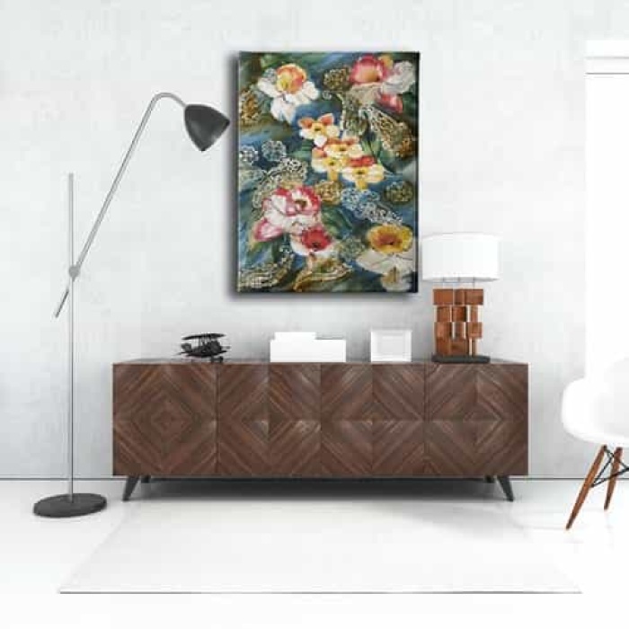 Cicekli Kanvas Tablo