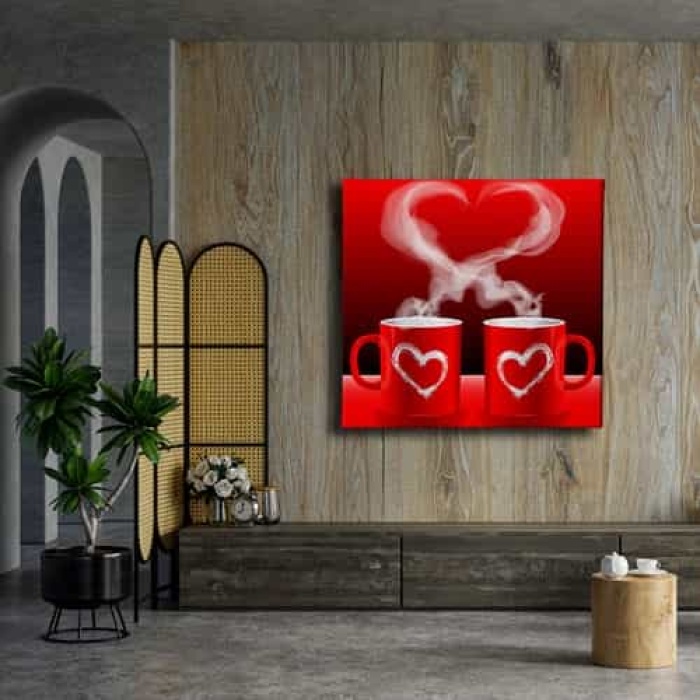 Ciftli Kalpli Kupa Kanvas Tablo