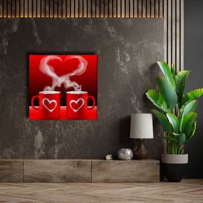 Ciftli Kalpli Kupa Kanvas Tablo