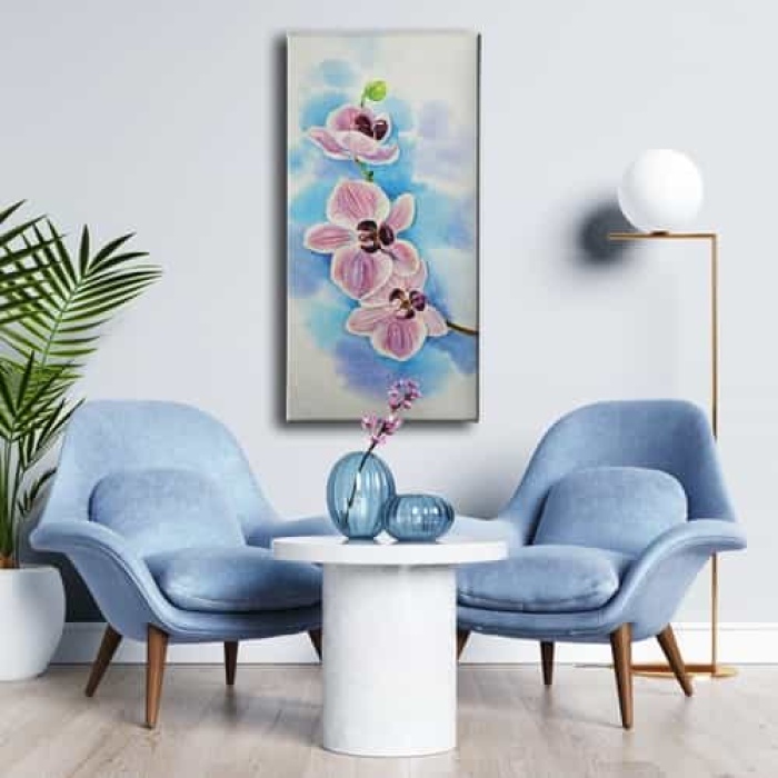 Cizim Orkide Kanvas Tablo