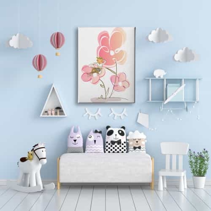 Cocuk Cicekli Kanvas Tablo