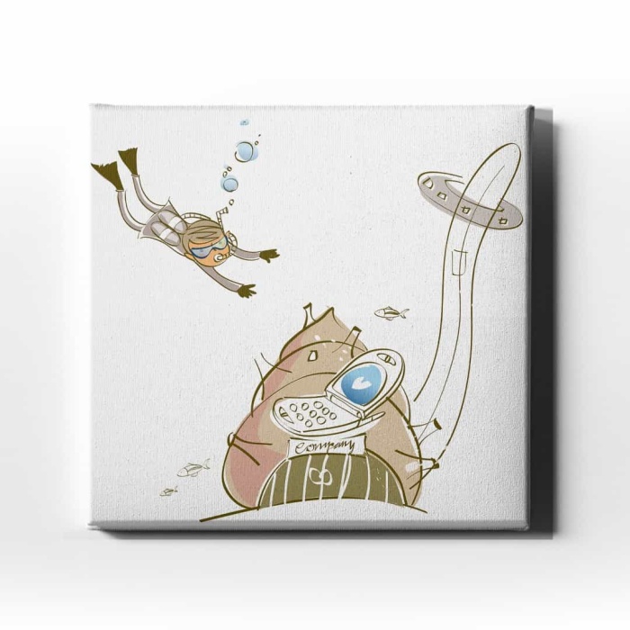 Denizalti Cocuk Kanvas Tablo