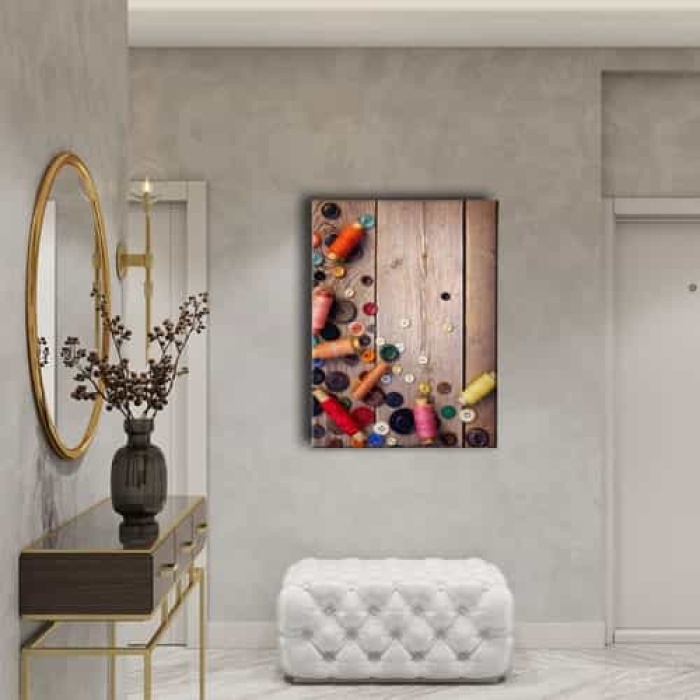 Dugme Ve Makaralar Canvas Tablo