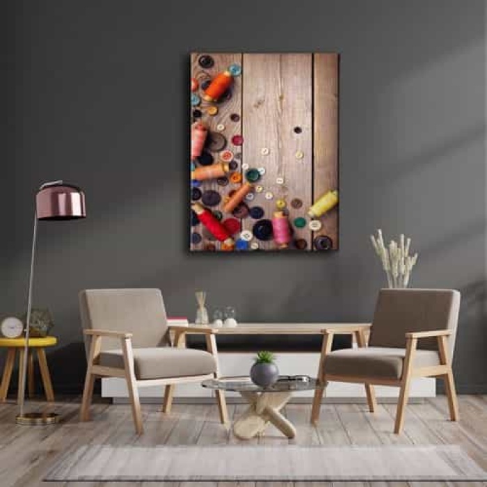Dugme Ve Makaralar Canvas Tablo