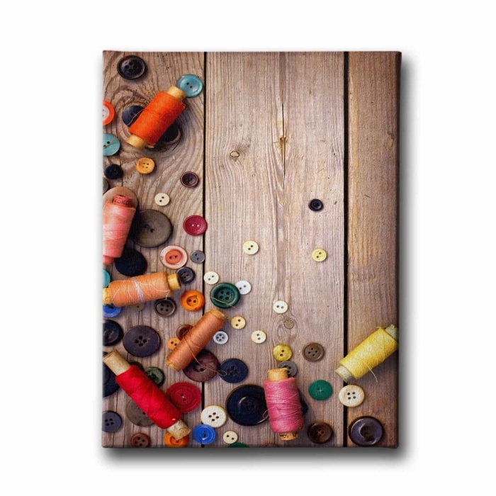 Dugme Ve Makaralar Canvas Tablo