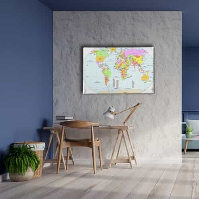 Dunya Siyasi Haritasi Canvas Tablo