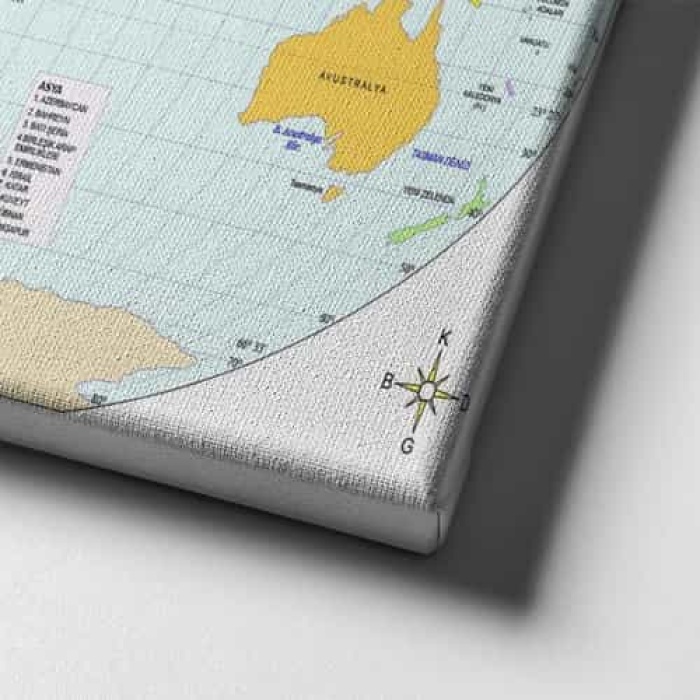 Dunya Siyasi Haritasi Canvas Tablo