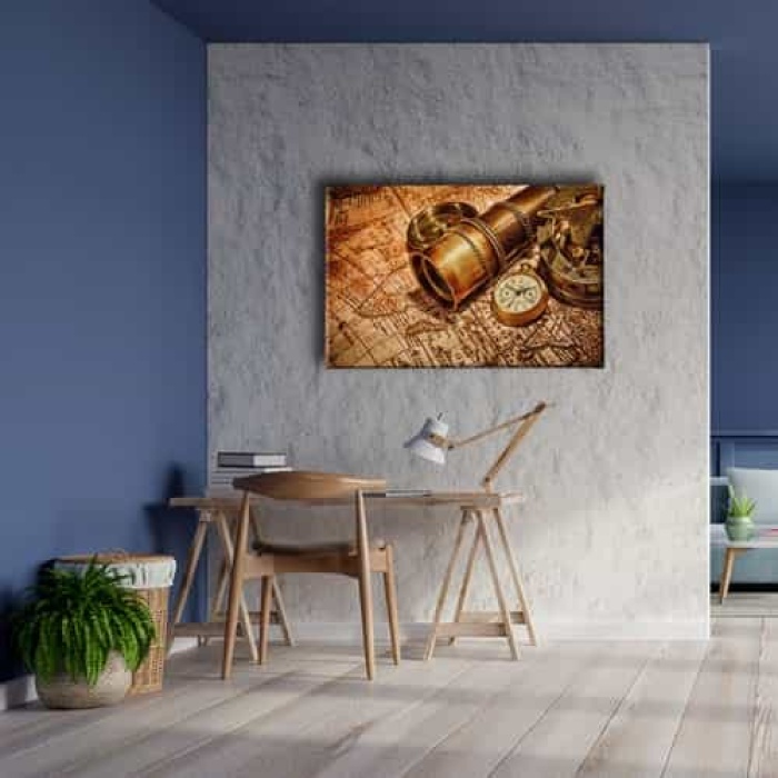 Durbun Pusula Ve Harita Canvas Tablo