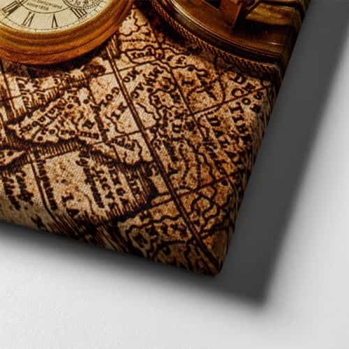 Durbun Pusula Ve Harita Canvas Tablo