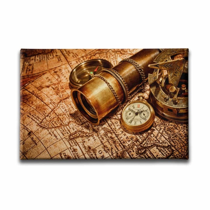 Durbun Pusula Ve Harita Canvas Tablo