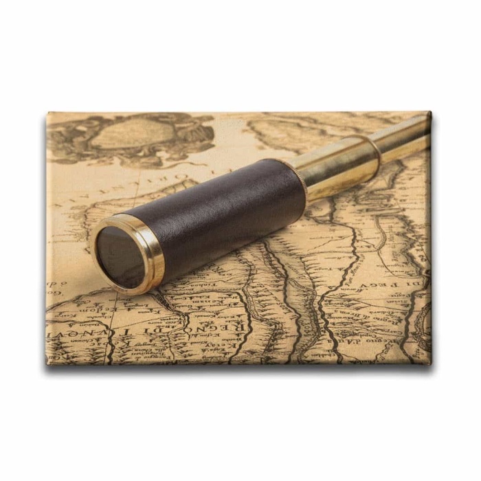 Durbun Ve Harita Canvas Tablo
