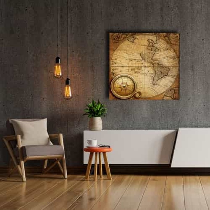 Eski Dunya Haritasi Canvas Tablo