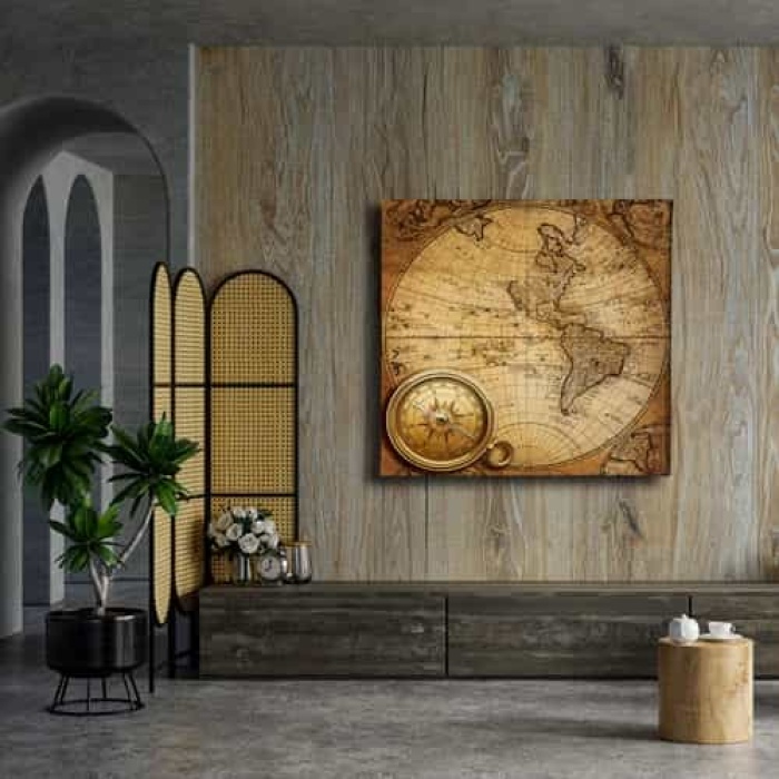 Eski Dunya Haritasi Canvas Tablo