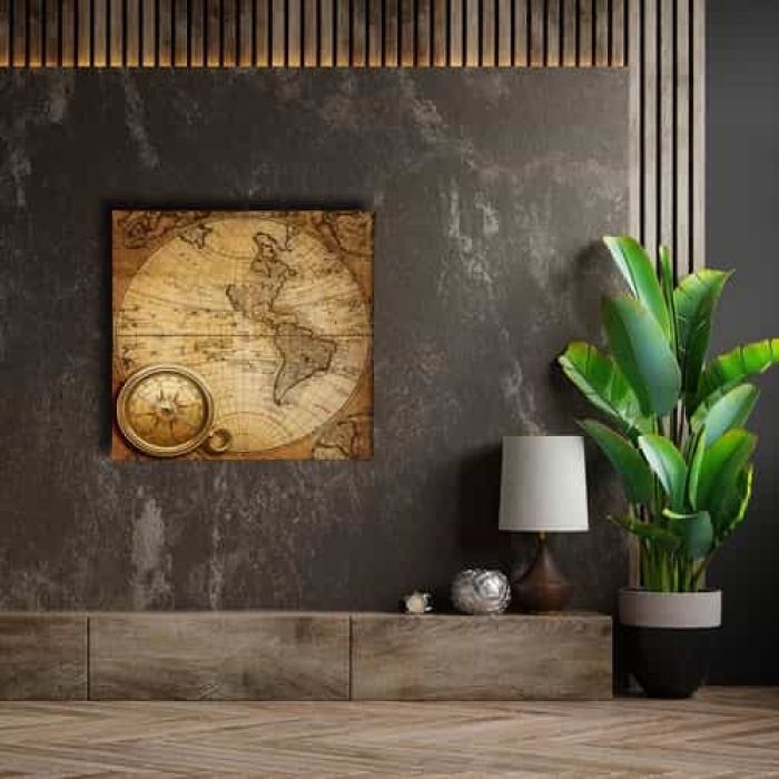 Eski Dunya Haritasi Canvas Tablo