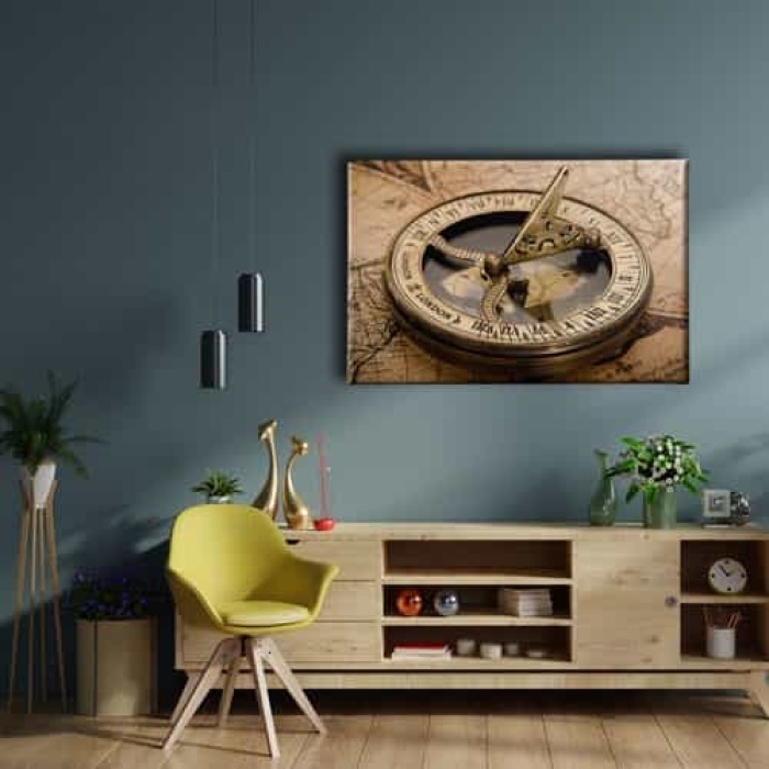 Eski Pusula Ve Harita Canvas Tablo