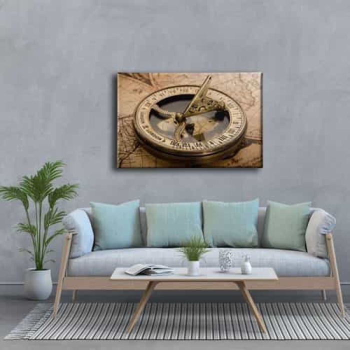 Eski Pusula Ve Harita Canvas Tablo