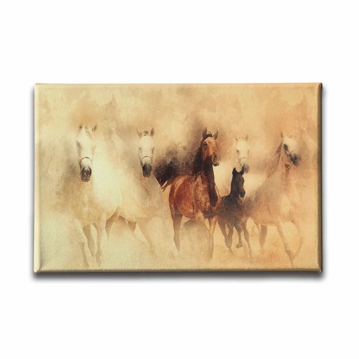 Eskitme Atlar Kanvas Tablo