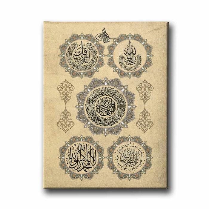 Fatiha-ihlas-felak-kelime-i Tevhid Dini Kanvas Tablo