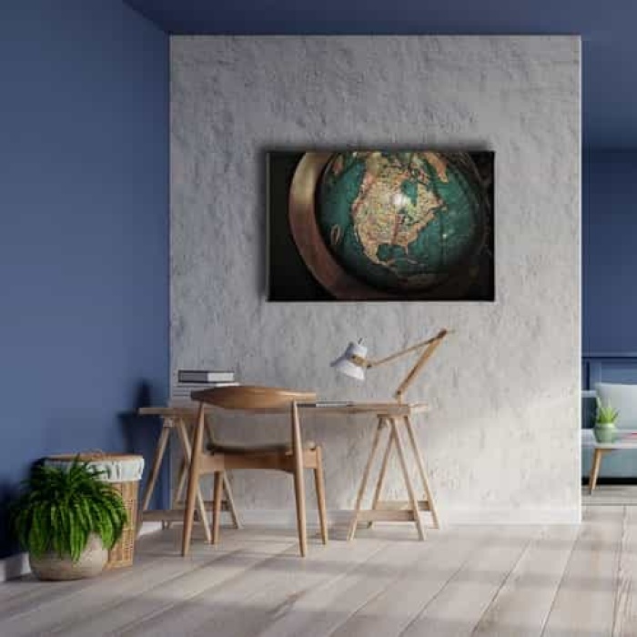 Fiziki Ve Siyasi Kure Harita Canvas Tablo