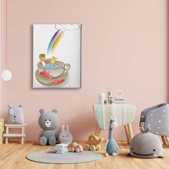 Gokkusagi Cocuklu Kanvas Tablo