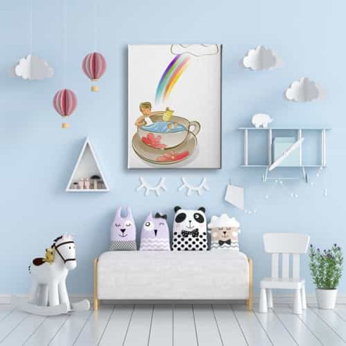 Gokkusagi Cocuklu Kanvas Tablo