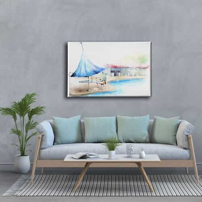 Havuz Basi Sulu Boya Tablo