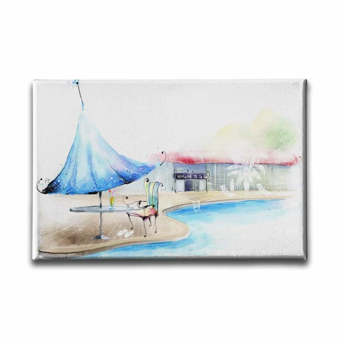 Havuz Basi Sulu Boya Tablo