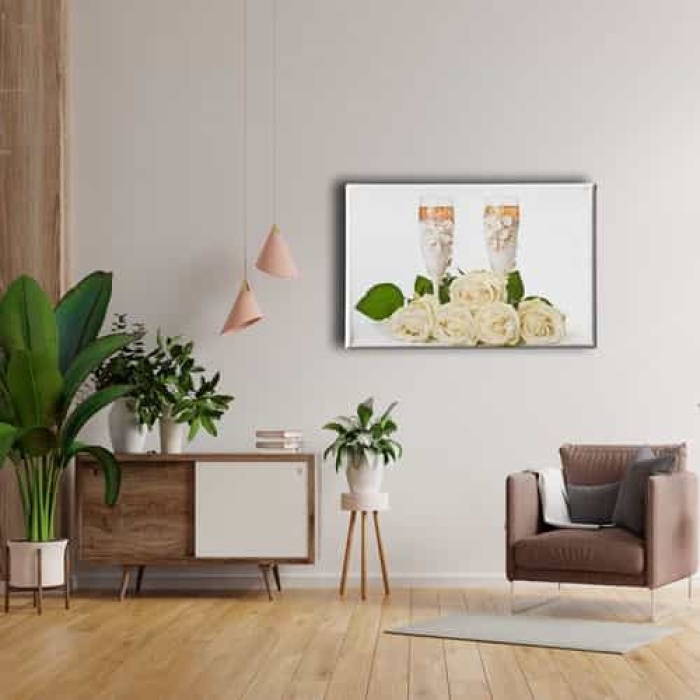 Kadeh - Beyaz Gul Kanvas Tablo