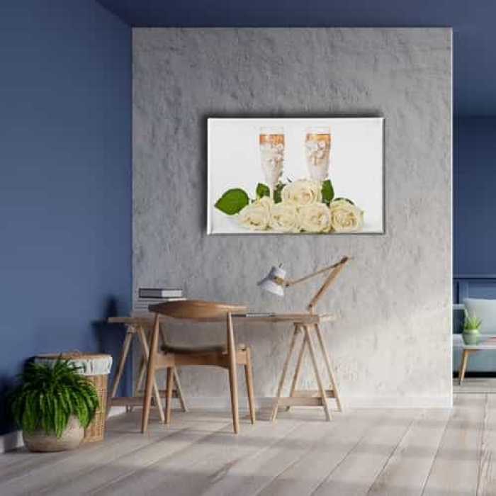 Kadeh - Beyaz Gul Kanvas Tablo