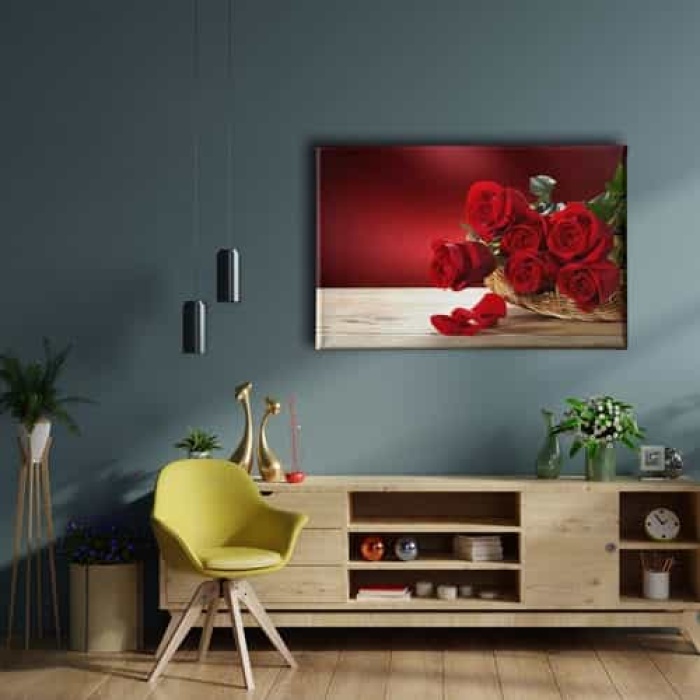 Kirmizi Gul Kanvas Tablo